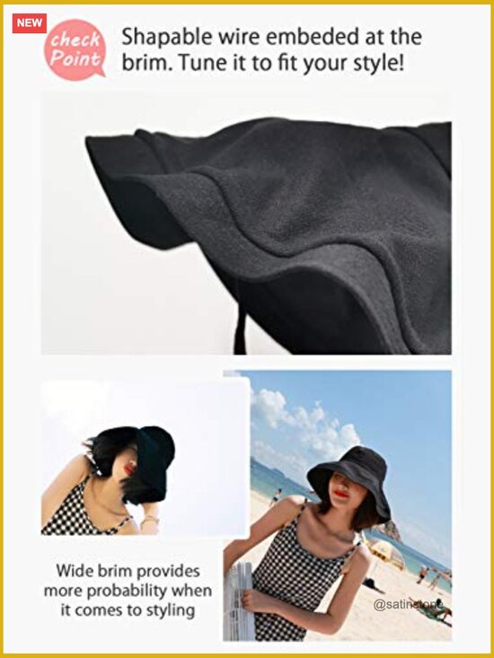 UPF50+ Wide Brim Bucket Hat with Adjustable Foldable Brim Travel Beach Sun Hat main image 6